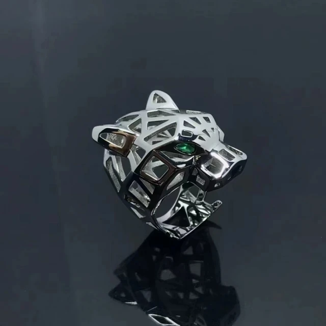 Hot new 925 sterling silver Hollow leopard ring for ladies personality trend luxury brand jewelry party gift