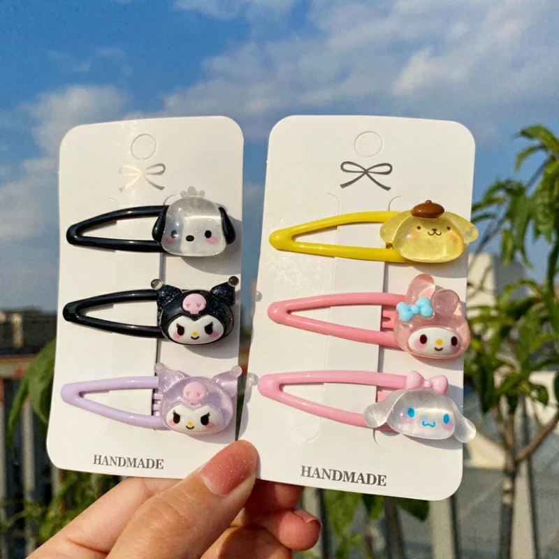 

Kawaii Hello Kitty Sanrio Anime Hair Clip Cute Kuromi Cinnamoroll My Melody Figure Accessories Headdress for Girls Women Gift