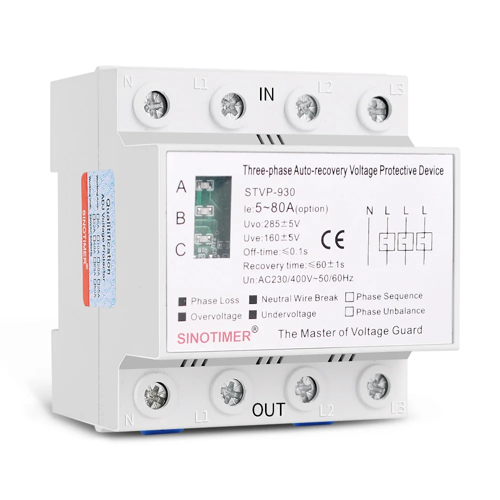 trilho din ac 380v 3 fase voltimetro 02