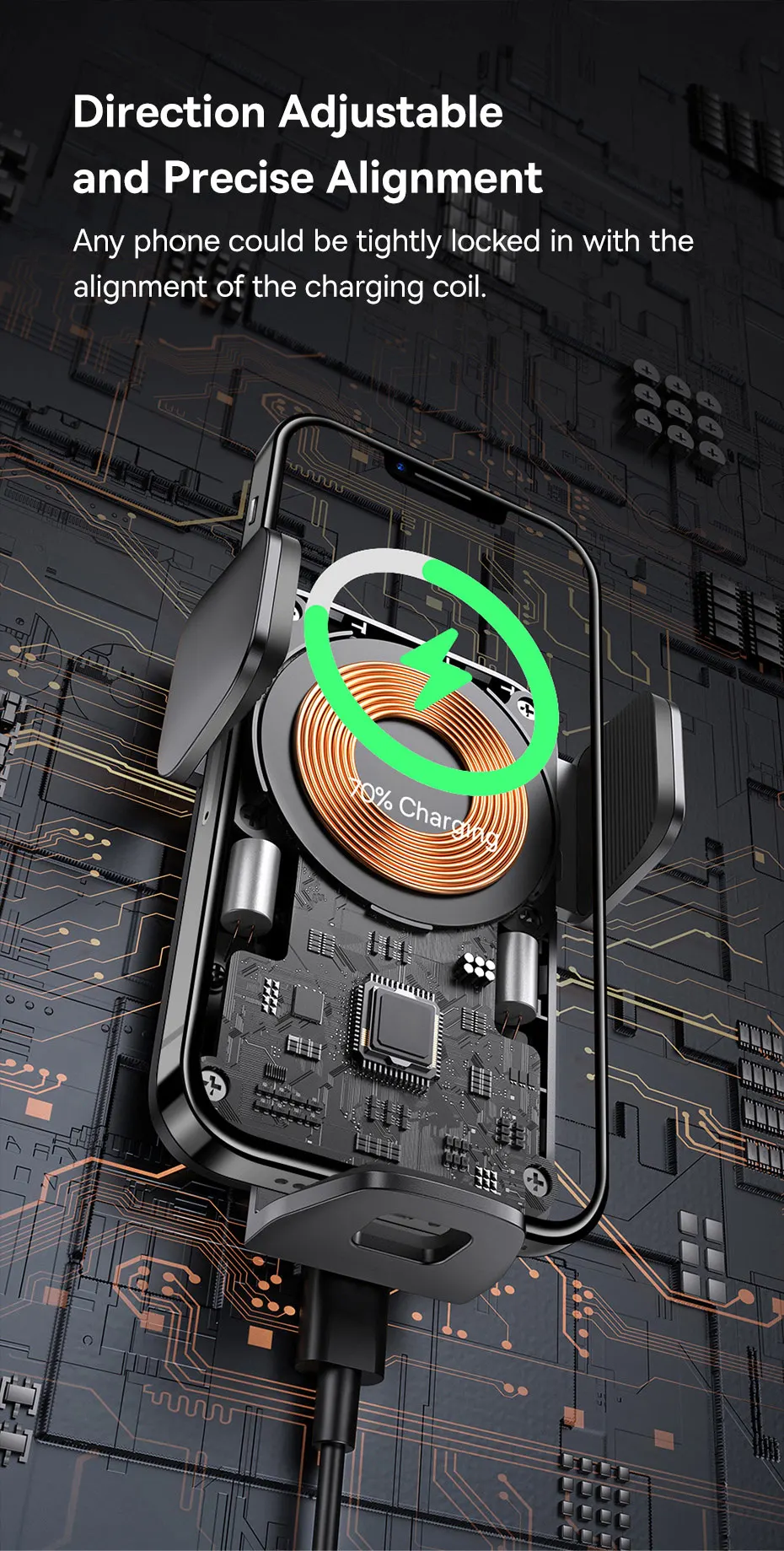 Car Phone Holder 15W QI Wireless Charger for iPhone Samsung Xiaomi Fast Charging