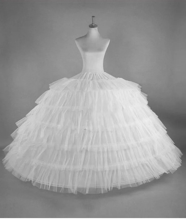 Enagua de crinolina superesponjosa para vestido de quinceañera, 6 aros, blanco grande, vestido de baile de boda