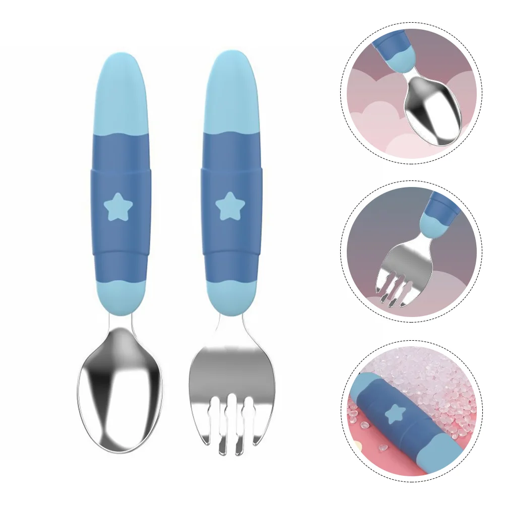 

Stainless Steel Scoop Food Supplement Fork and Spoon Flatware Baby Feeding Tool
