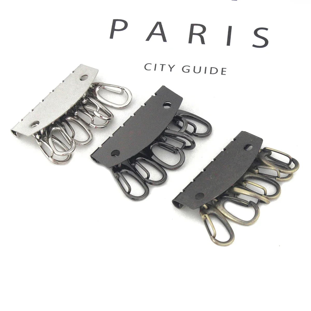 1PC Metal Key Holder Key Row Keyring Organnizer with 6 Snap Hook for Leather Craft Wallet Key Case Purse Bag Parts Accessories
