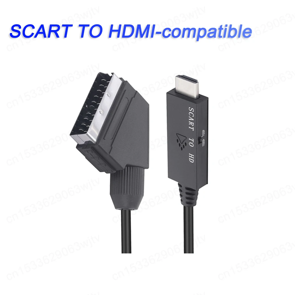 Convertidor de Scart a Hdmi con cable Hdmi, adaptador Scart Hdmi,  convertidor de Scart a Hdmi, entrada Scart a salida Hdmi para dispositivos  de salida Scart (negro)