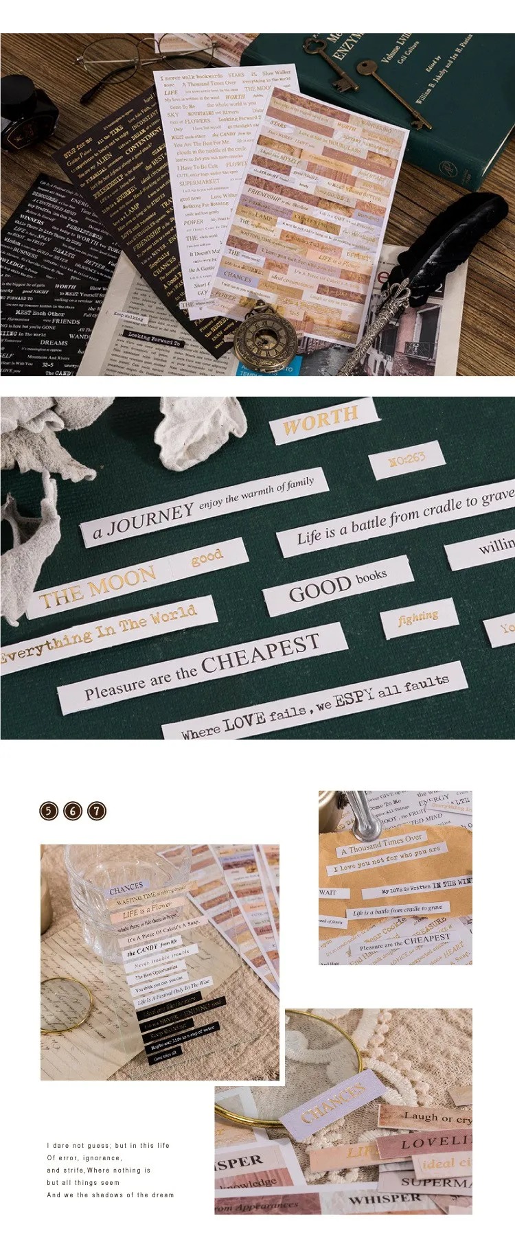 4 Sheets Quote Stickers Packaging for Journals, Scrapbook Stickers with Inspirational W... - SKU QSP02151 - UGI Packaging