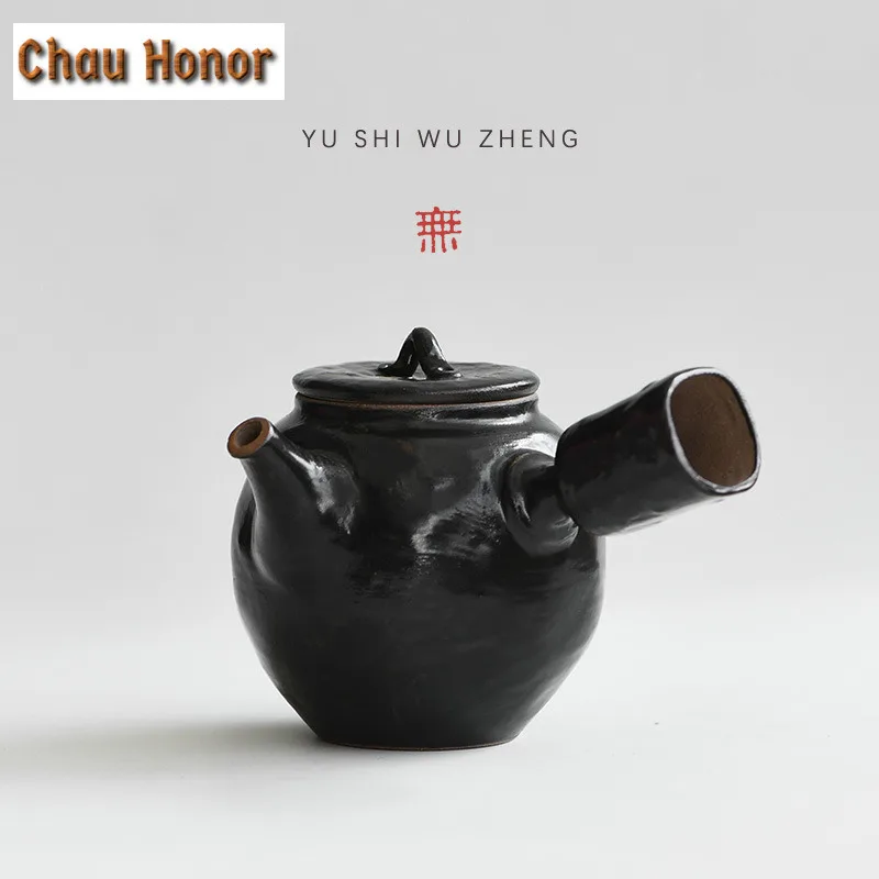 160ml Japanese Coarse Pottery Big Belly Teapot Japanese Tea Infuser Pot Tea Soaking Kettle With Filter Chinese Teaset Decoration