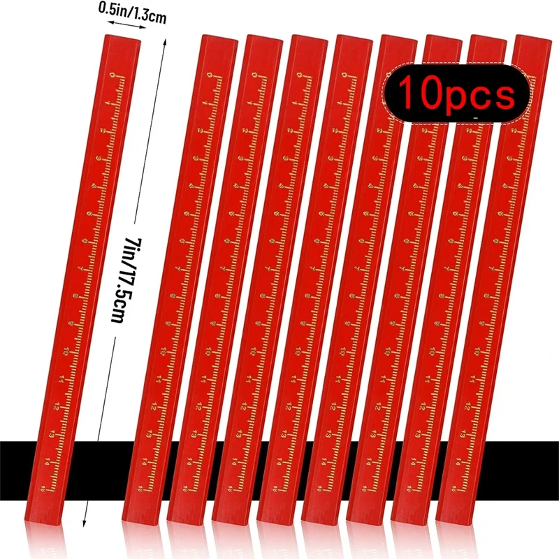 Set di 10-100 Matite per Falegnameria, Penne a Punta Piatta Dedicata per Lavoratori, Matite Ottagonali Nere e Quadrate Rosse per Disegno su Legno - immagine 6