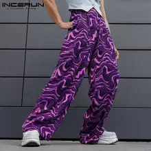

INCERUN Fashion Men Printed Color Pattern High-waist Trousers Stylish All-match Hot Sale Casual Streetwear Style Trousers S-5XL