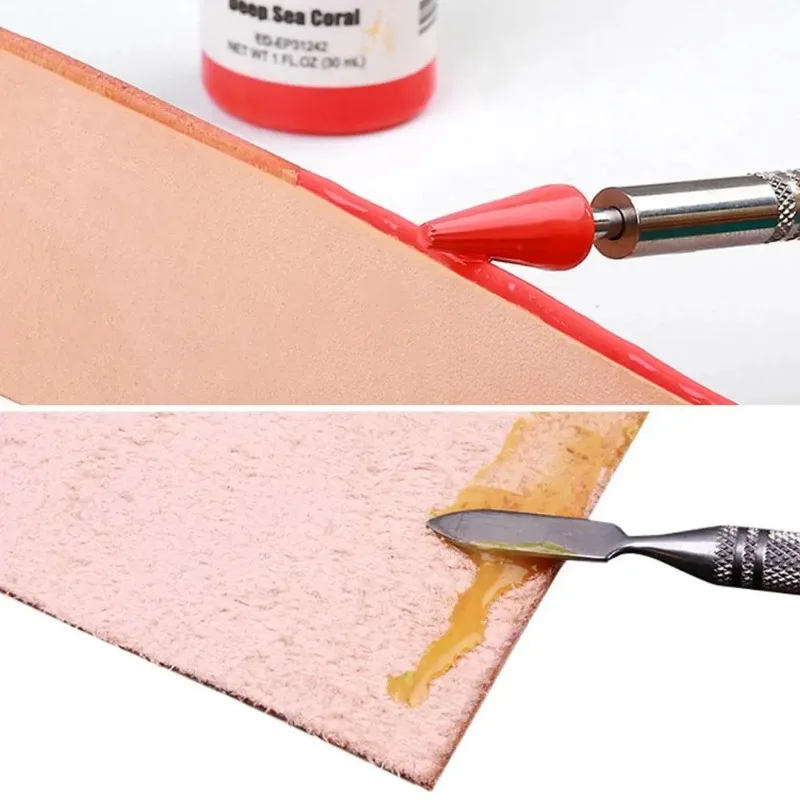 Leather Edge Oil Pen 1PC Brass Head Leather Dual Head Edge Oil Gluing Dye Pen Applicator Speedy Paint Roller Tool for leather tool leather dye pen