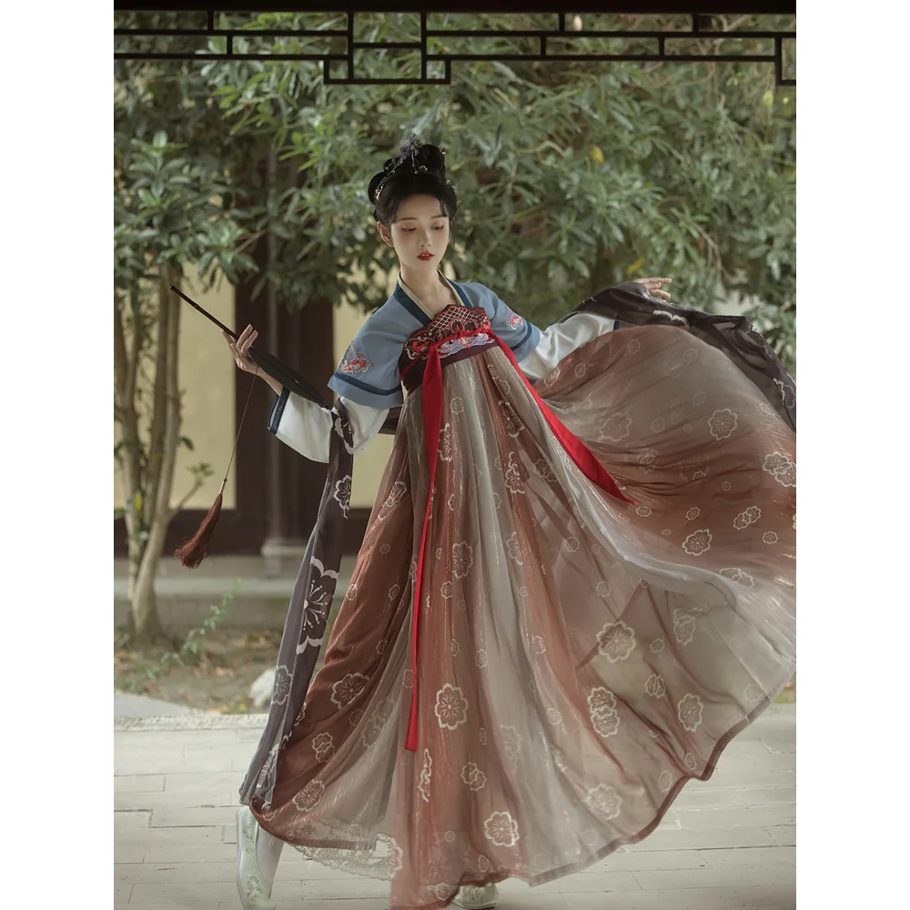 

Chinese Hanfu Fairy Dress Cosplay Dark Green Color Chiffon Full Set Traditional Chinese Dancing Diary Modern Clothing for Women