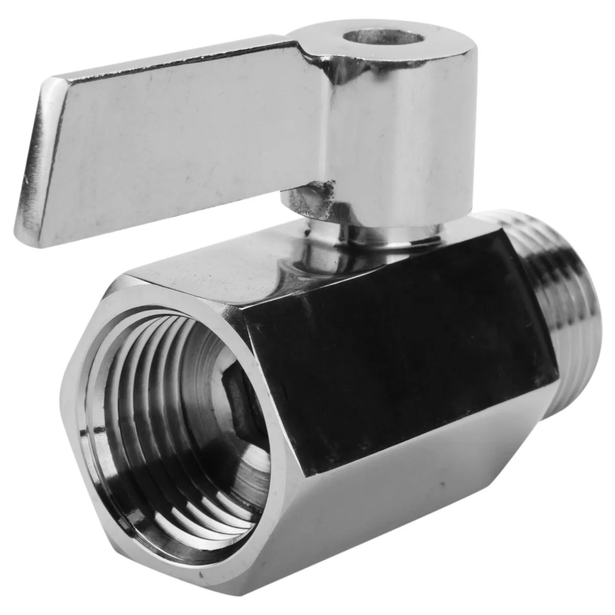 Ball Valve 304 Stainless Steel Mini Ball Valve(1/2 Inch Female x Male) NPT Thread Water Flow Regulator Head Control Valve