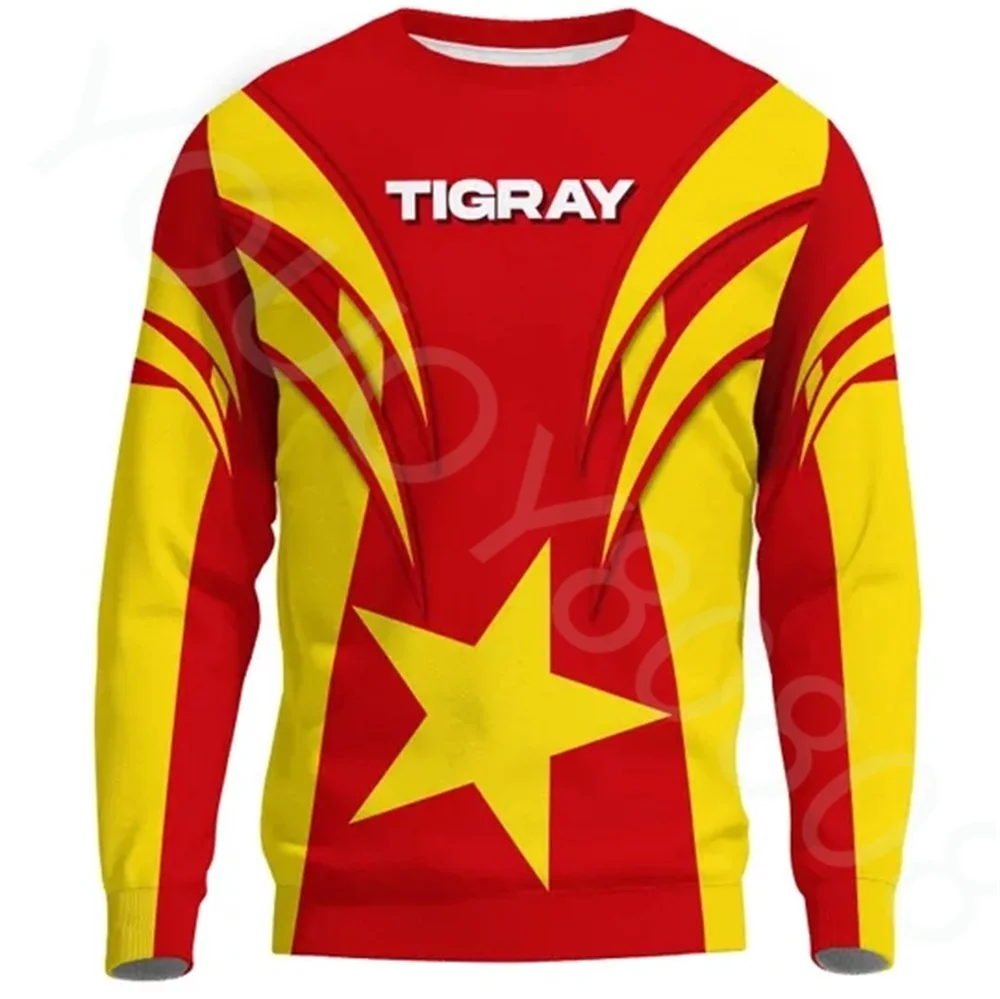 

New Men's Clothing Casual Fall Winter Personalized Simple Style Love Tigray Crew Neck Sweater Print Retro Harajuku Sportswear