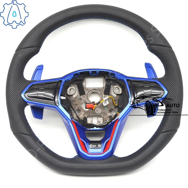 Ensemble de volant chauffant avec bouton tactile rouge, coutures rouges,  nouveau logo R, VW Golf MK8 R - AliExpress