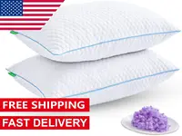 Shredded Memory Foam Pillows for Sleeping 2 Pack - Cooling Bed Pillows Standard Size Set of 2 - Firm Pillow for Side 1