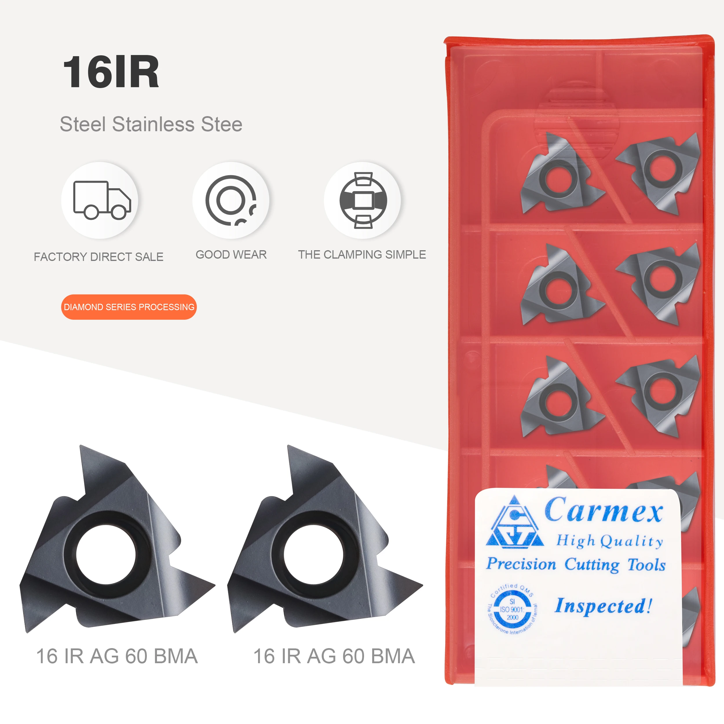 16IR AG60 A60 G60 AG55 A55 G55 BMA Thread turning tool Carbide Insert Threading CNC Lathe Cutter Tool