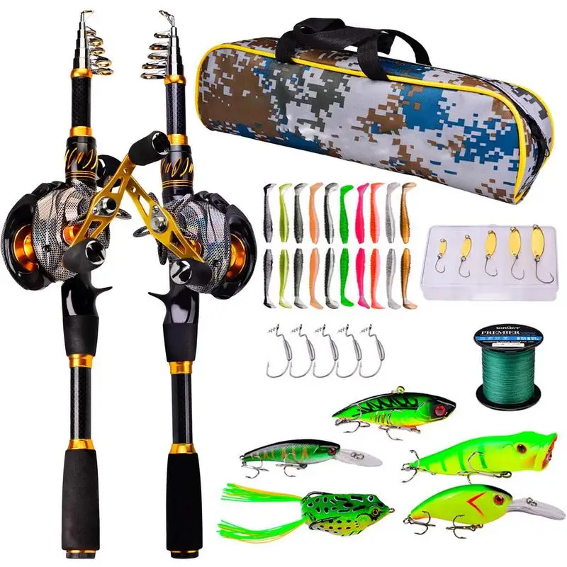 Telescopic Fishing Pole Spinning Reels Telescoping Fishing Rod And Reel Set Fishing  Gear With Fishing Carrier Bag Fishing Lures - AliExpress