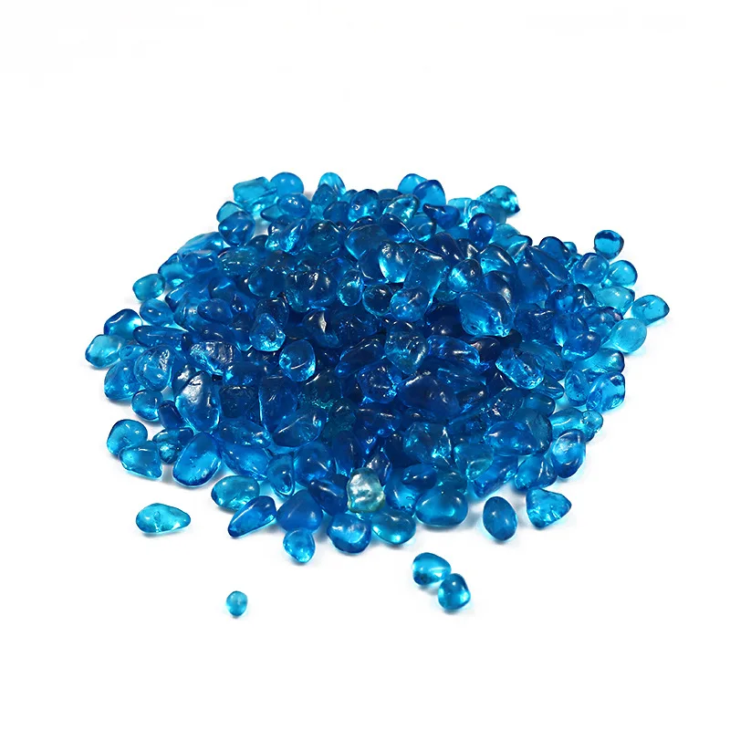 Fish Tank Aquarium Landscaping Base Sand 500g about 6mm-9mm Sea Blue Glass Sand Decorative Colorful Glass Beads aquarium decoration stones