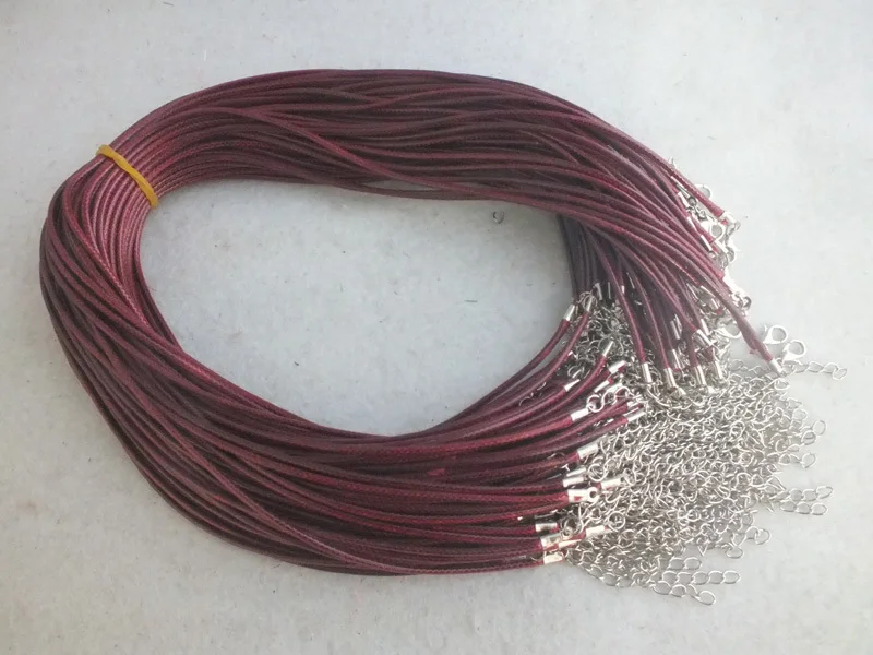 

2021new !! 500pcs/lot 1.5mm 18'' Wine Handmade Necklace Leather Cord