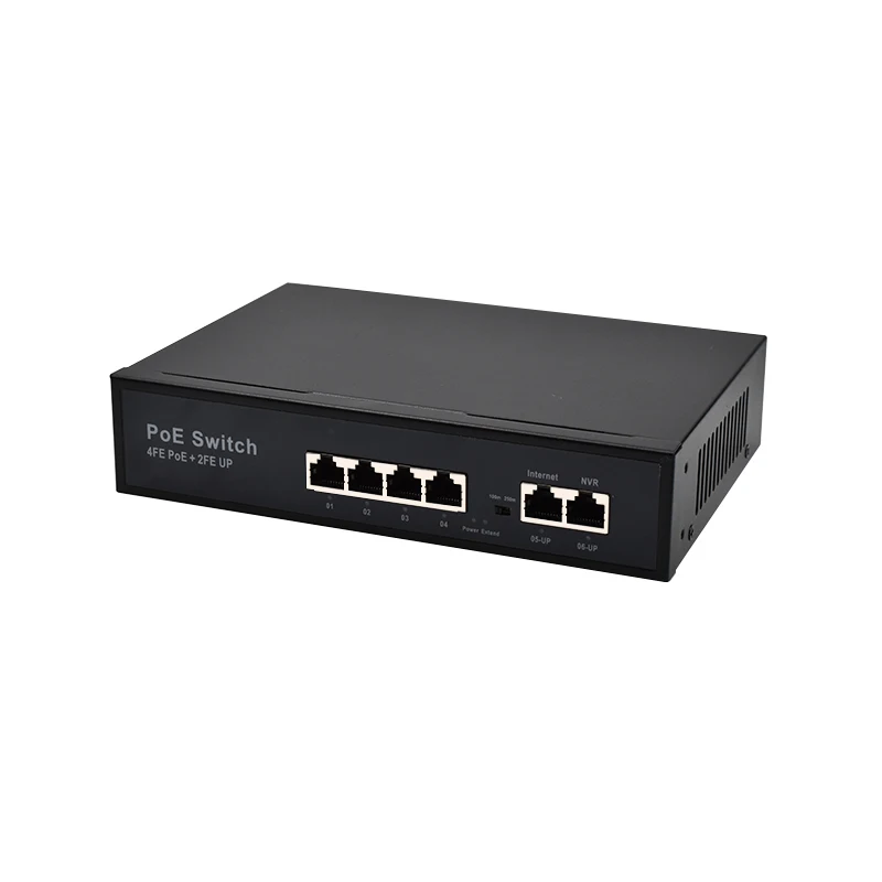 Wanglink 10/100 Switch Converter 4 Ethernet Port Small Lan Switch 2 Uplink Port POE Switch