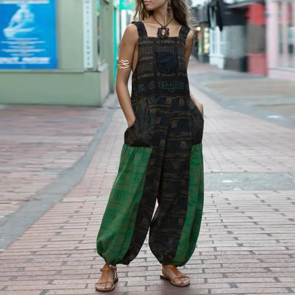Women Sexy Backless Jumpsuit Wide Leg Pants Harajuku V Neck Bandage Female Open-Backed Bodysuit 2021 Fashion
