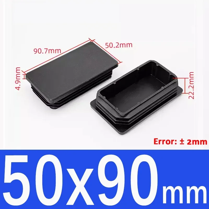 Black Square Plastic End Caps for Table or Chair Feet Protection
