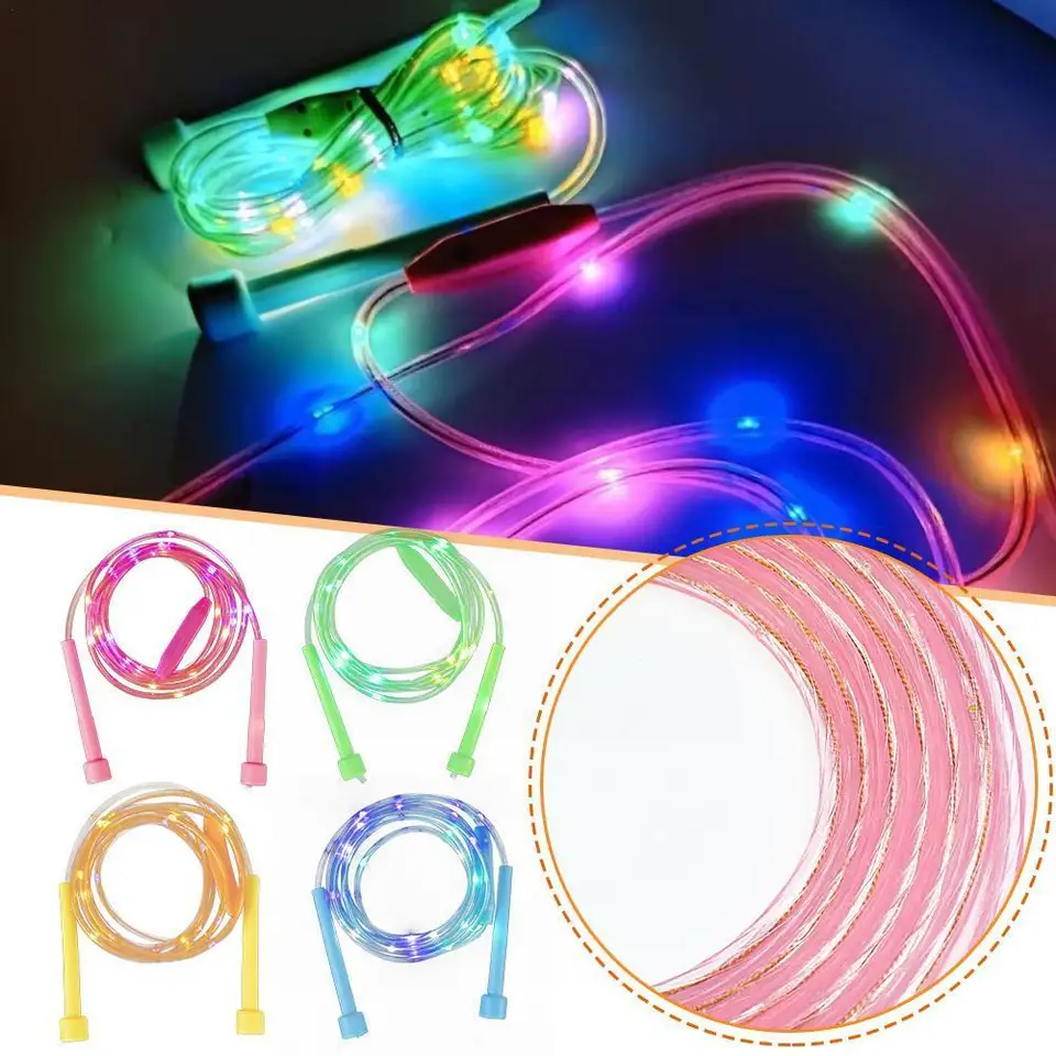 Corda Per Saltare Fluorescente Luminosa Al Buio, Con Manici In ABS E Corda PVC Regolabile 2,8 M, Per Bambini E Fitness Notturno