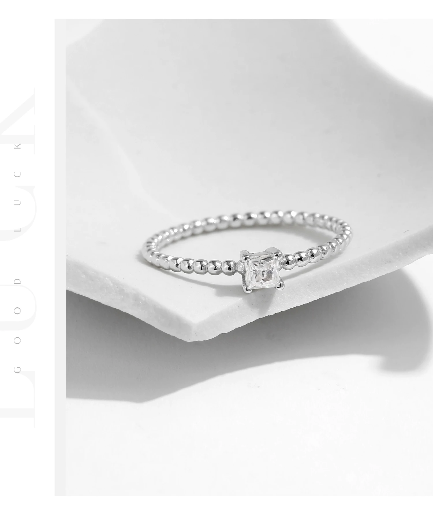 MODIAN D Color Square Princess Cut Moissanite Engagement Rings For Women 925 Sterling Silver Simple Beads Lab Diamond Jewelry