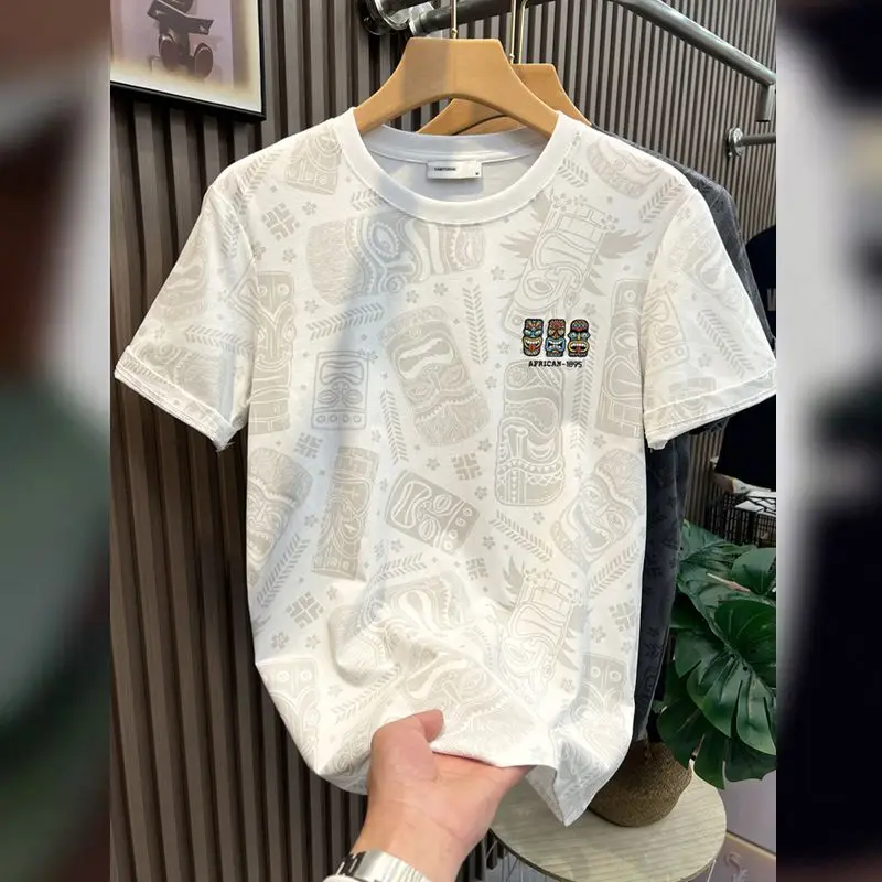 thumbnail image 1 of Camisetas estampadas con gráficos de rock para hombre, camisetas de motociclista Katoen para hombre, camisetas bordadas Harajuku de manga corta Kpop Trendyol, 1 of 5