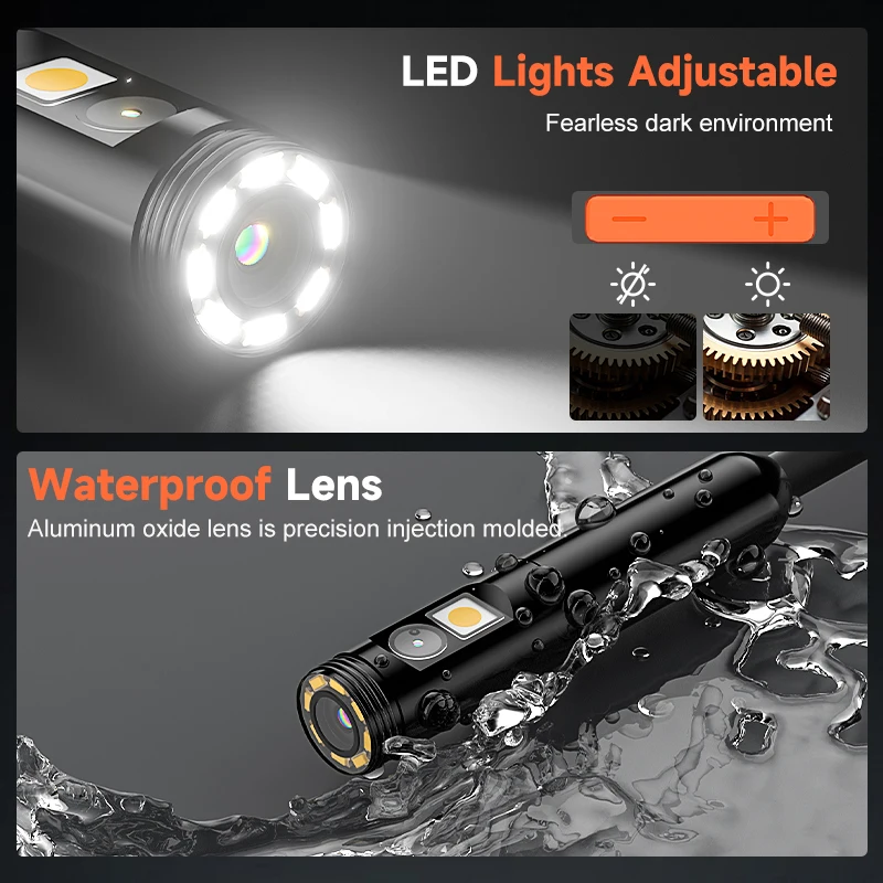 WiFi Borescope 3.9mm 8mm 1080P Camera for iOS/Android Wireless Waterproof Endoscope Split Design Rigid Cable for Inspection Pipe 4
