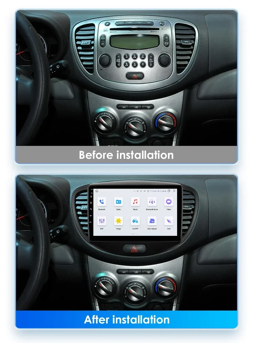 9"7862 Android 12 Auto Car radio For Hyundai Grand i10 PA 2007-2013 Multimedia Video player 4G Carplay GPS navi Stereo Head Unit — view 2