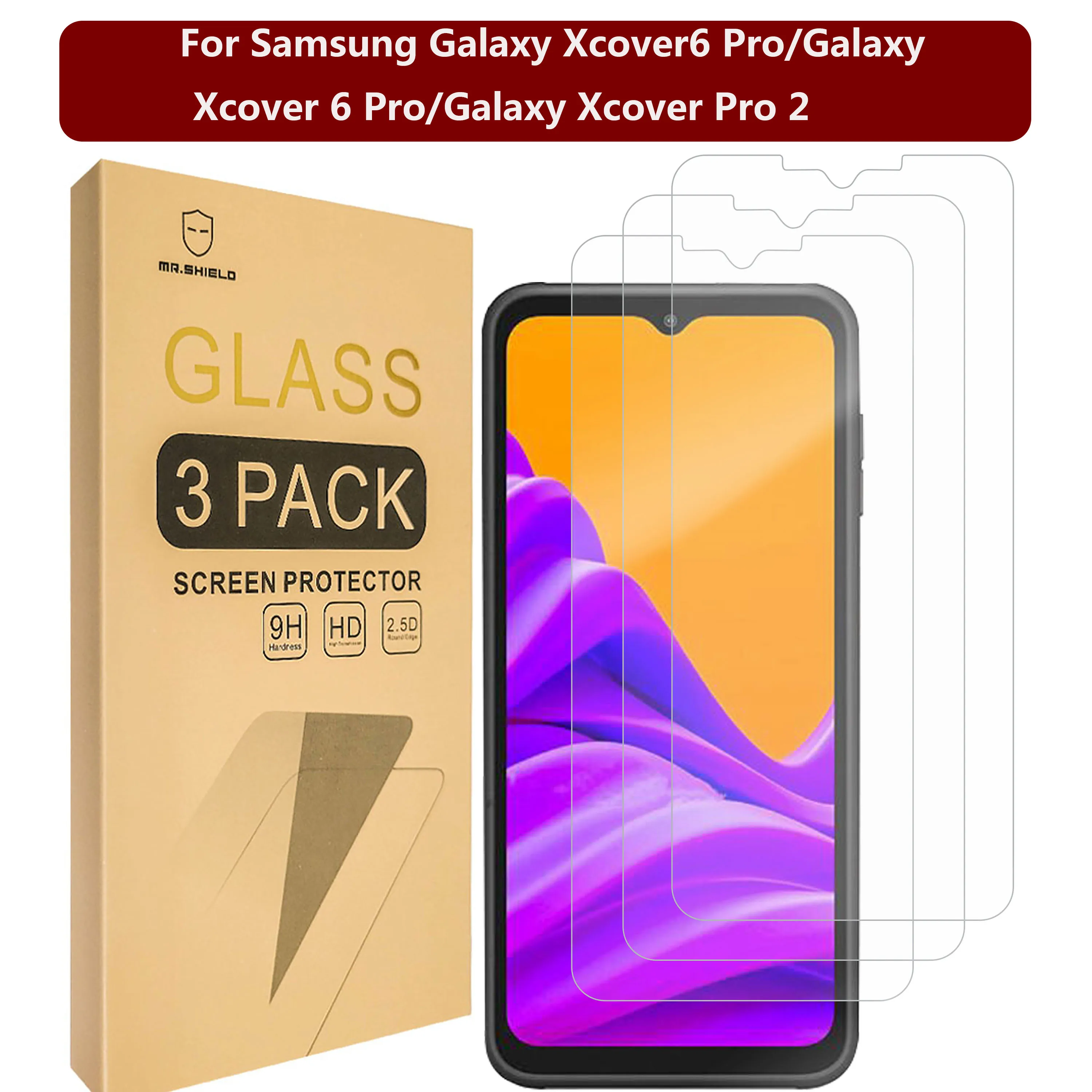 

Mr.Shield [3-Pack] Designed For Samsung Galaxy Xcover6 Pro/Galaxy Xcover 6 Pro [Tempered Glass] [9H Hardness]