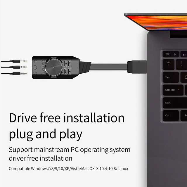 GS3 7.1 Channel Sound Card Converter Adapter External USB Audio Headset for PC 6