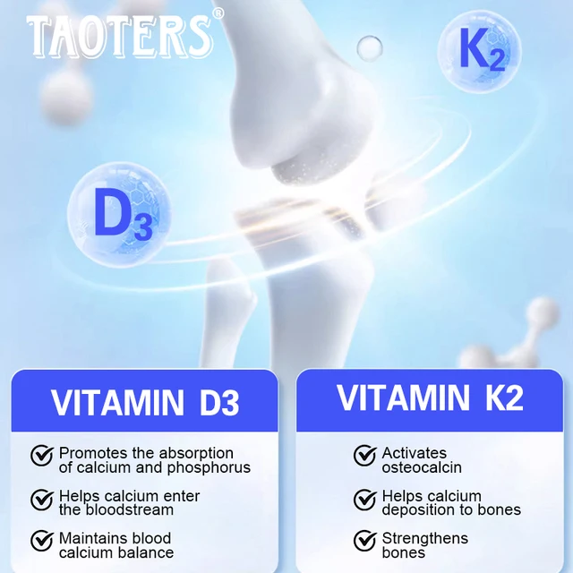 722-ba958e.jpg TAOTERS Vitamin D3+K2 supplement promotes calcium absorption, cardiovascular health, and helps human growth and development