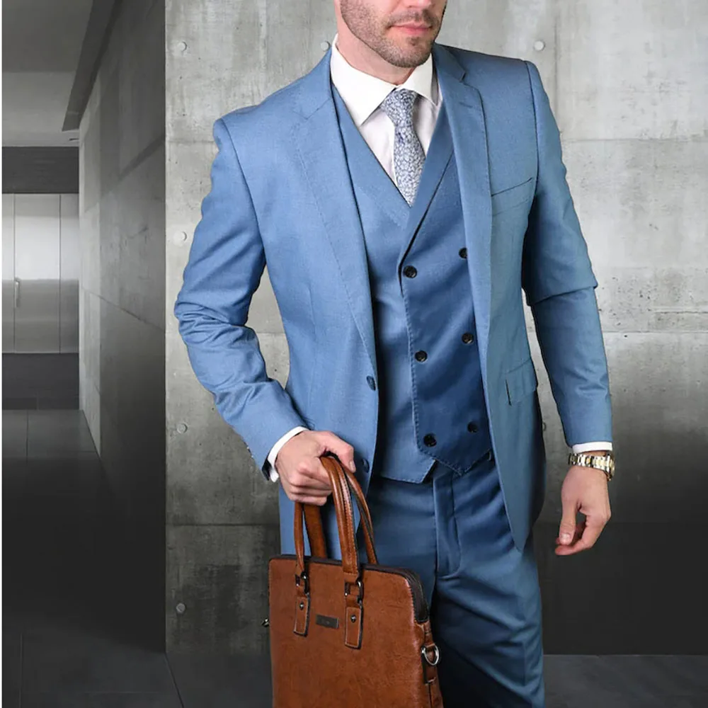 

Luxury Tuxedo Single Breasted Notch Lapel Men Suits Formal Business Outfits Elegant 3 Piece Jacket Pants Vest Male Clothing