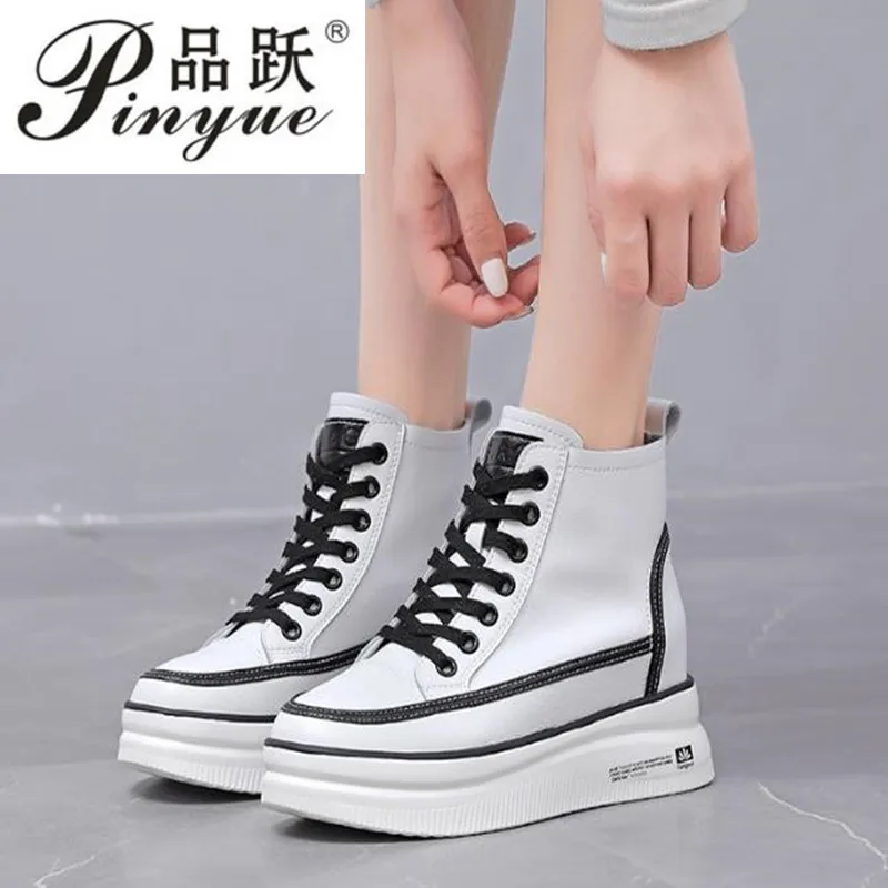 

8cm Outdoor Running Skateboard dermis Shoes New Women's High Top Casual Sports Fashion All-Match Student Walking shoes 34 40