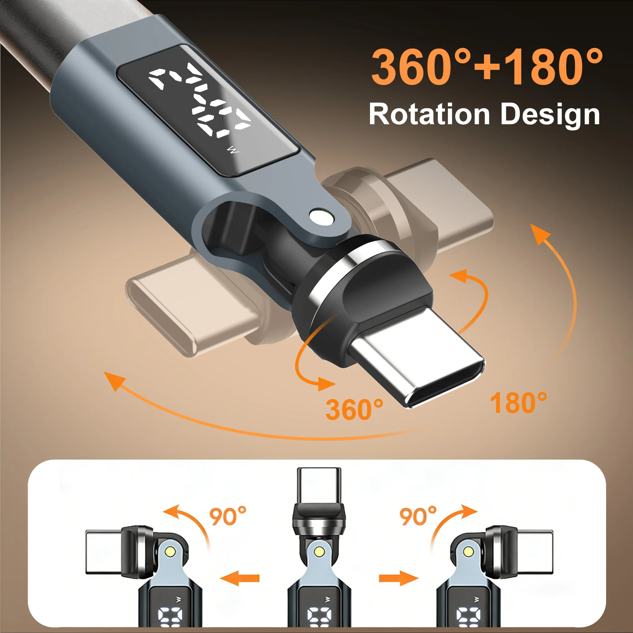 240W 타입 C 어댑터 540 °   회전식 OTG 컨버터 180 ° USB C to Type-C 디지털 디스플레이 커넥터 (아이폰 17, 삼성 S26, 맥북용)