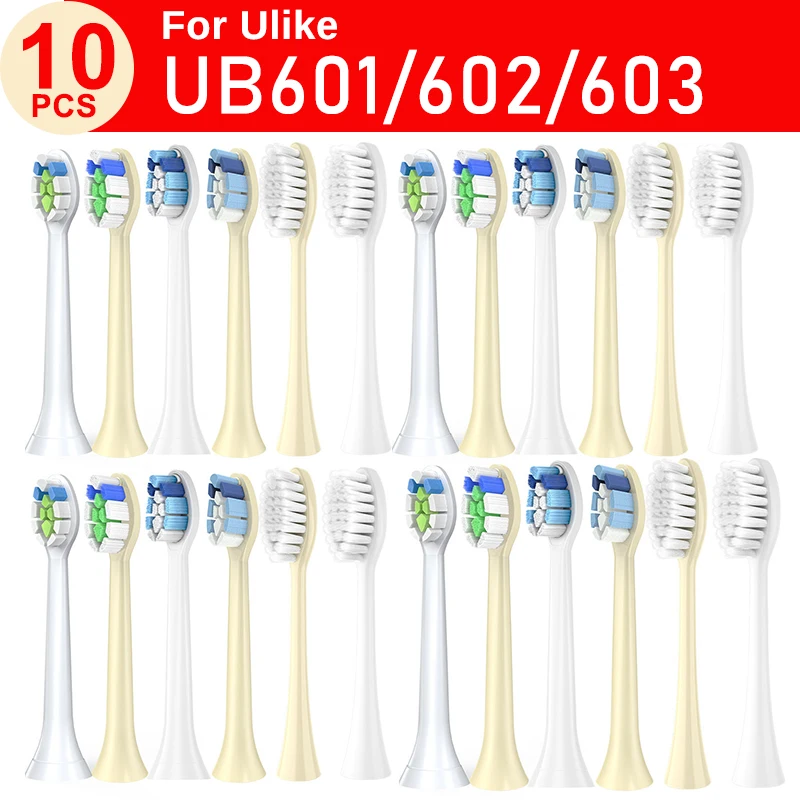 

10pcs Electric Toothbrush Nozzles Tooth Brush Replacement Heads for Ulike UB601/602/603 Soft Bristles for Sensitive Teeth Gums