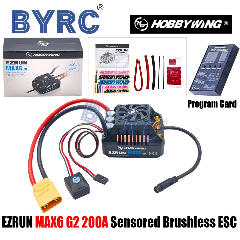 

HobbyWing EzRun MAX6 G2 200A 3-8S Lipo сенсорный бесщеточный ESC подходит для 1/5 1/6 1/7 грузовиков и внедорожников