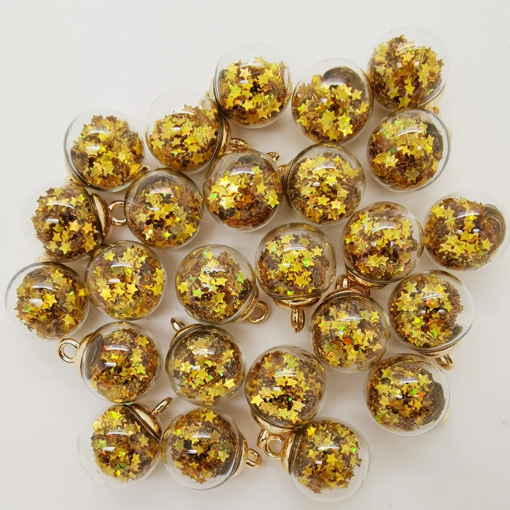 Enhanced Mini Glass Bottles with Star Pendants for Jewelry Making, Set of 10
