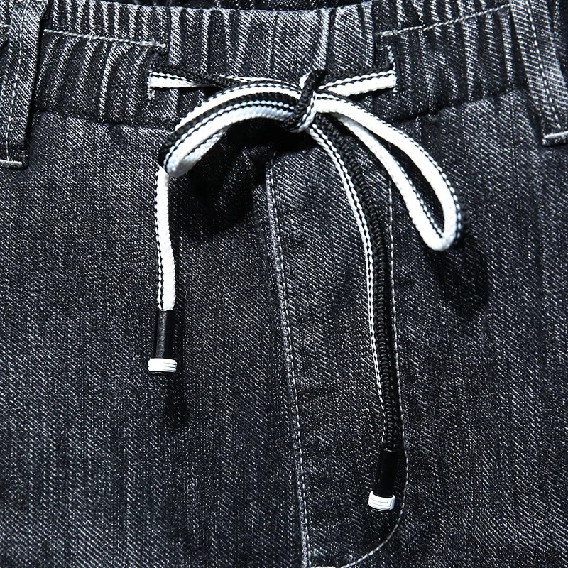Large size jeans black men's  man plus size harem pants autumn elastic stretch Slim feet trousers 7XL 6XL 5XL 3