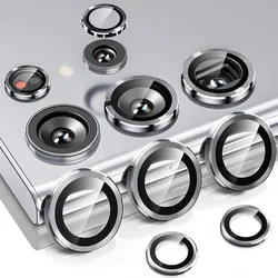 Premium Metal Ring Camera Lens Protector with Glass for Samsung Galaxy S25 Ultra Case (Silver - 03)