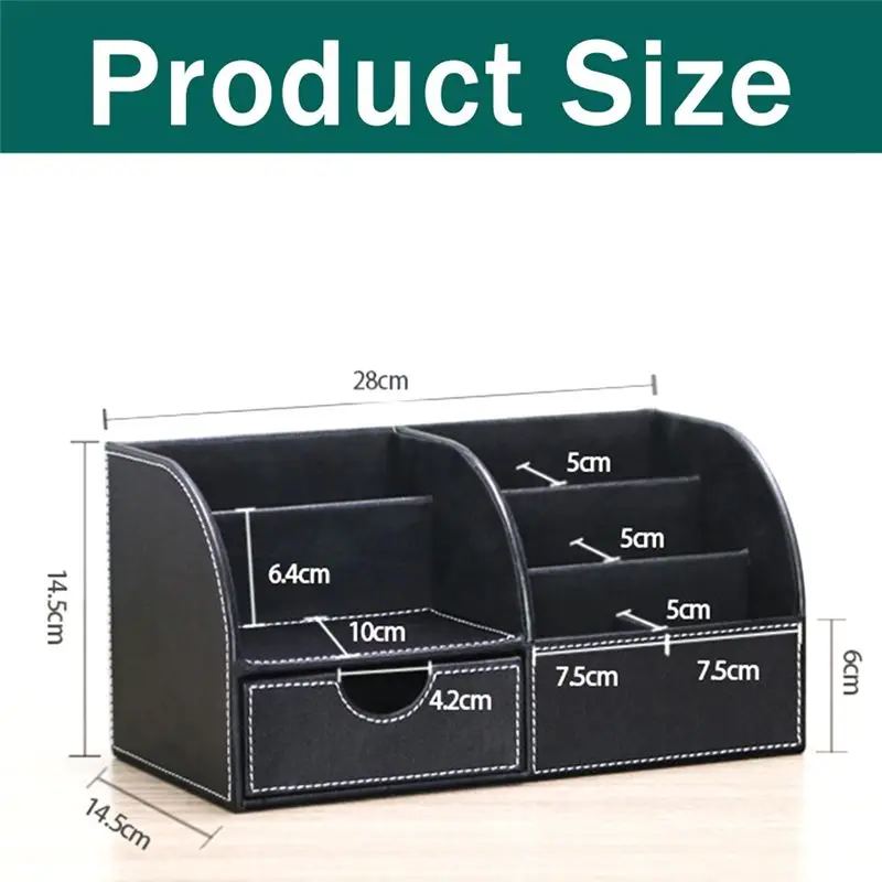 서랍이 있는 사무실 책상 정리함, 펜 홀더가 있는 책상 정리함 및 액세서리, 귀여운 리모컨 홀더 블랙-AEF7