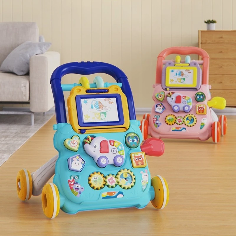 Baby Walker Adjustable Speed Anti Rollover Early Childhood Education Toy Push Stroller with Music and Lights Baby Walker Toy