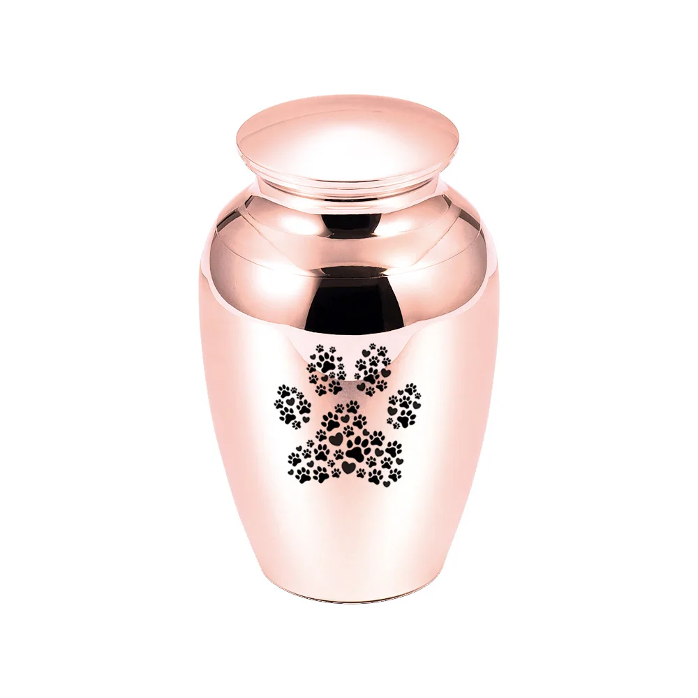 Aluminum Alloy Pet Caskets Urns Large Paw Print Memorial Urn Dog Cat Ashes Holder Cremation Urn for Human Pet Ashes Blue/Black