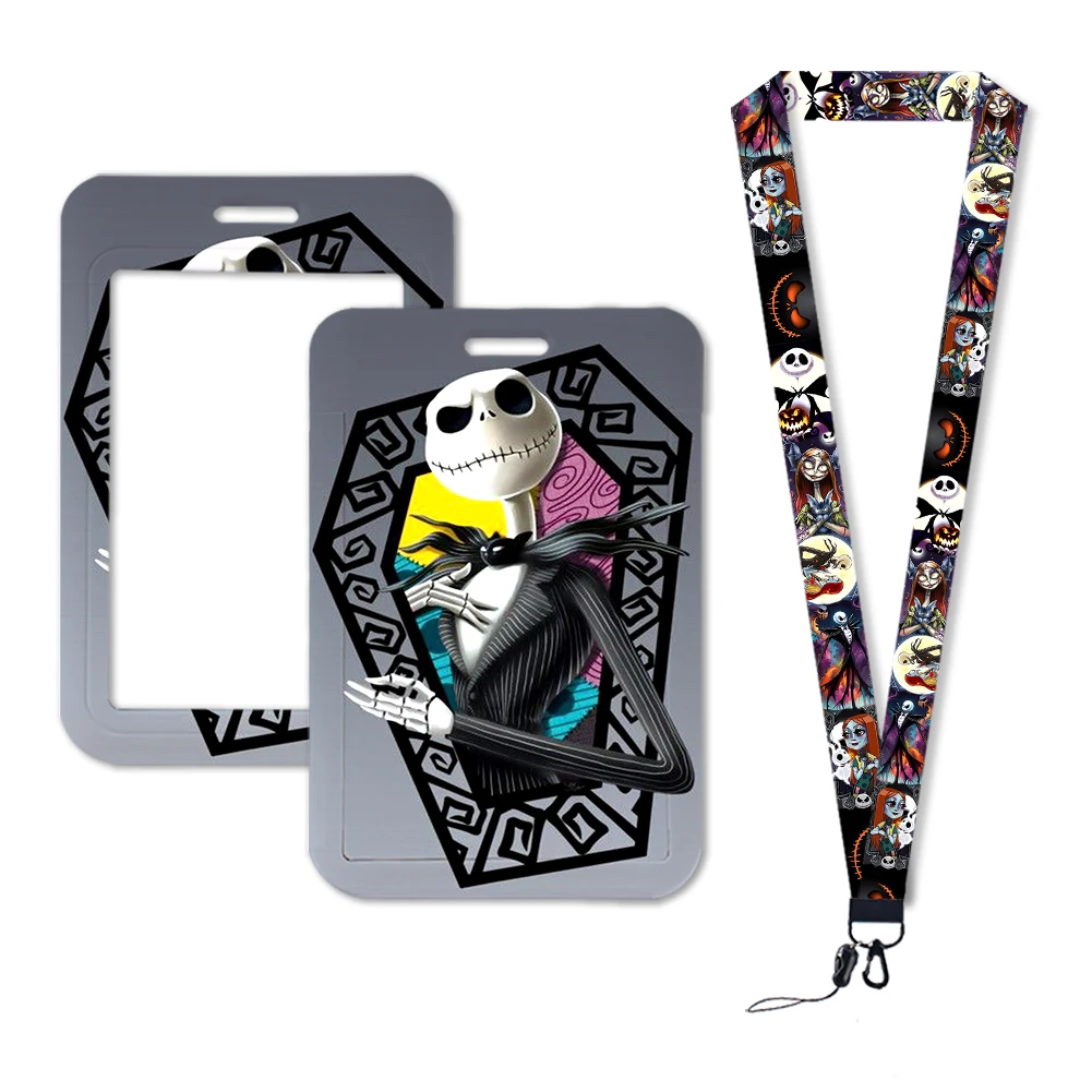 Halloween Disney Nightmare Jack Sally ID Credit Card Cover Personalized Bus Card Holder Boys Charm Badge Holder Lanyards Gift card case holder