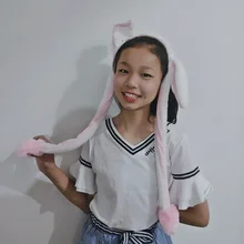 Plush Bunny Ears Hat Winter Women's Rabbit Hat With Moving Ears Cute Toys Earflap Airbag Cap for Kids Girls Lugs 2022 NEW Gift