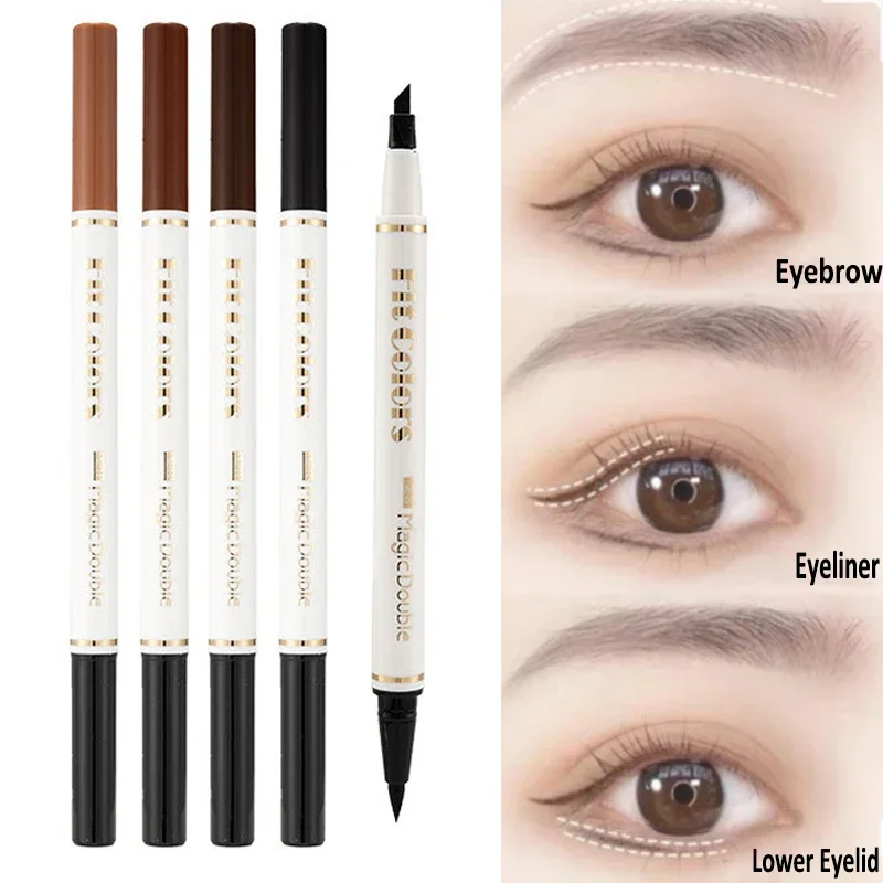 

Heallor 2 в 1 жидкая подводка для глаз угловой тонкий карандаш для бровей двухсторонняя кофейная Черная Подводка для глаз Ручка искусственная косметика