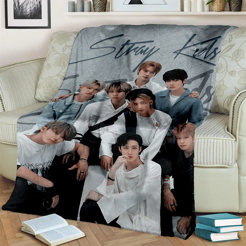3D Print Stray Kids Kpop Star 3D Soft Flannel Blankets,Throw