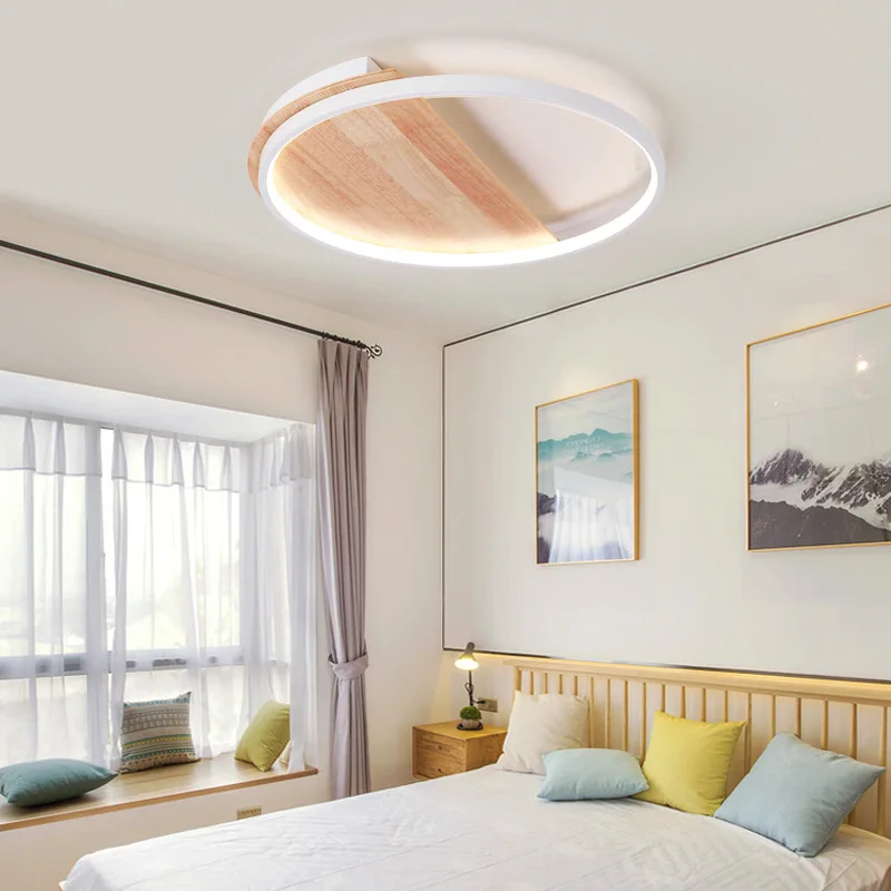 

Post Modern Wooden LED Ceiling Lights Light Living Room Bedroom Nordic Personality Super Thin Circular Pendant Lamp Lamps