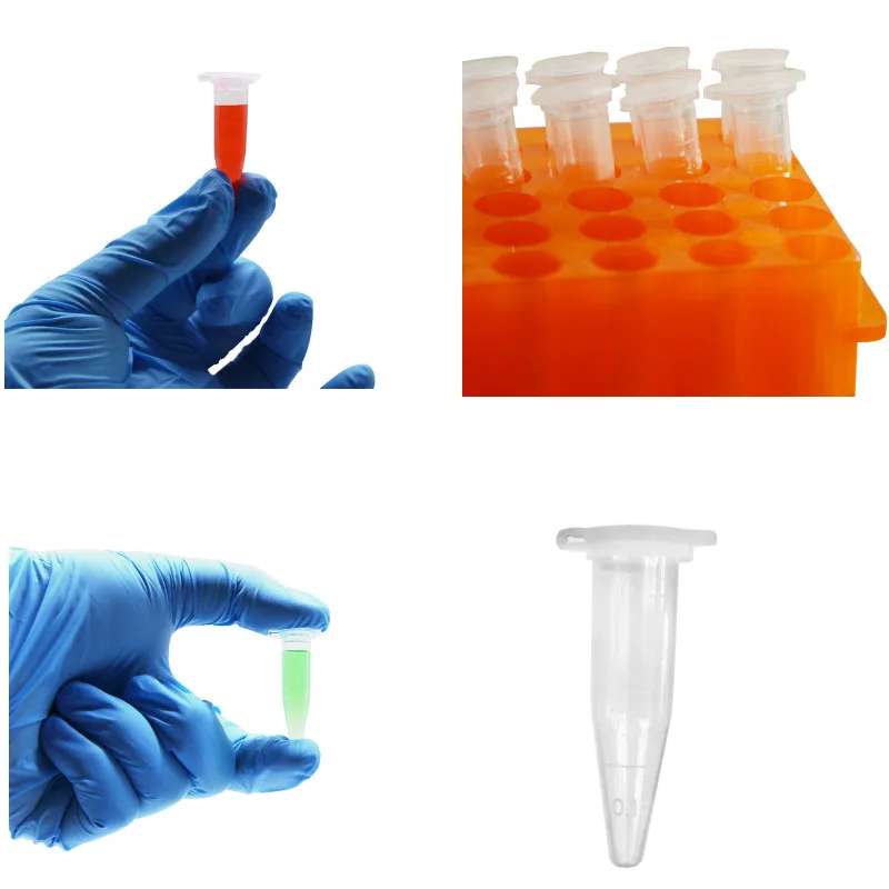 IKEME PCR Centrifuge Tube Transparent Clear Graduation 0.2ml 0.5ml 1.5ml 2ml Lab Microcentrifuge Tube With Cap And Bottom Scale
